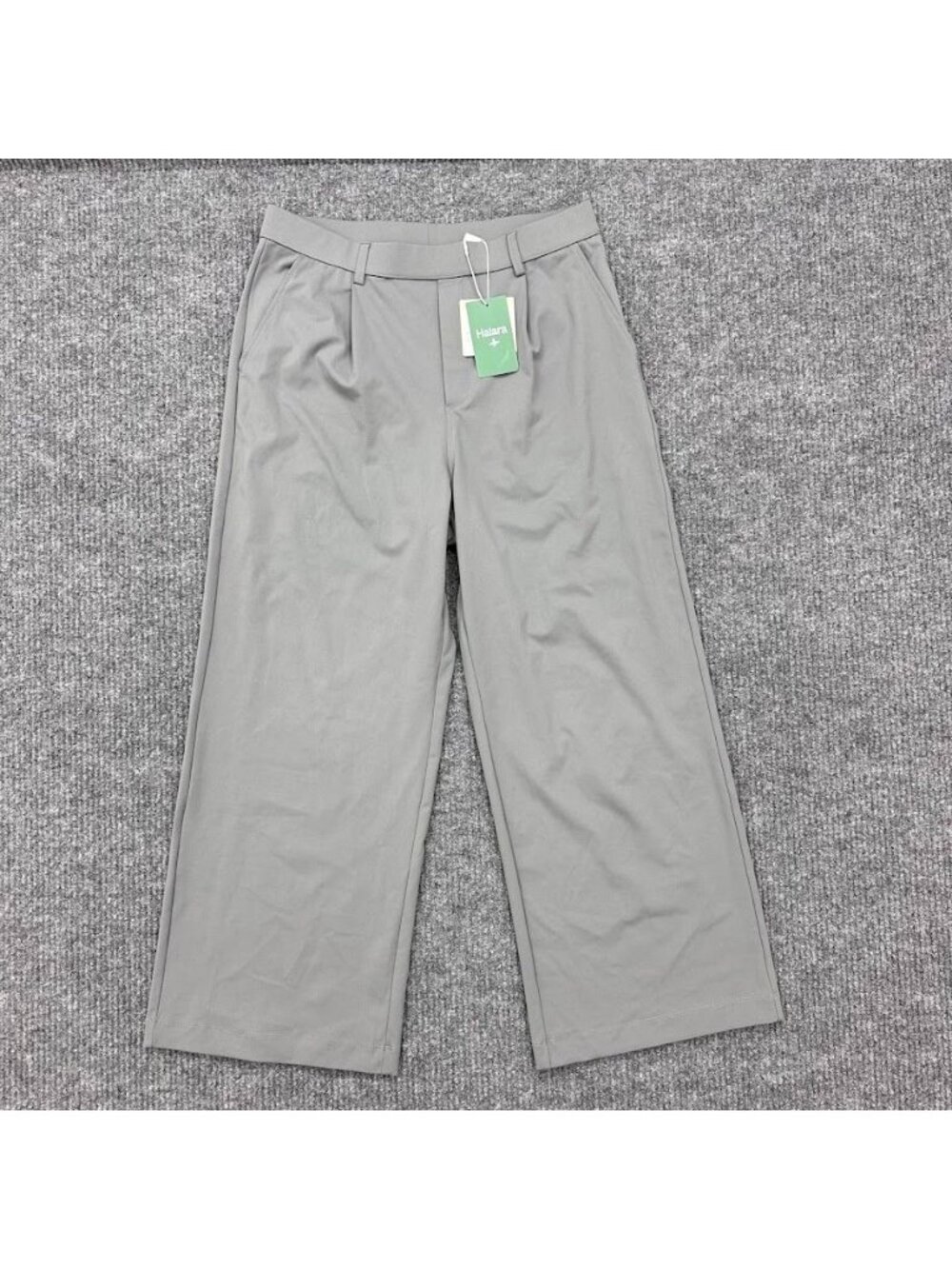 Halara Grey Wide Leg Work Pants Stretch Pull On Trousers Womens Large Petite NEW